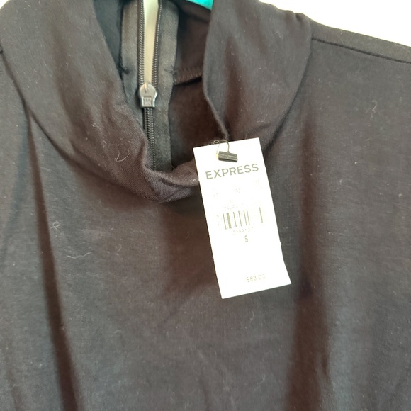 Express Black Cotton Long Sleeved Jumpsuit. NWT. Structured Shoulders Small - Picture 3 of 6